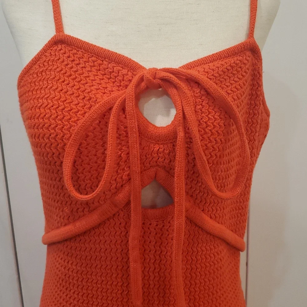 House of Harlow 1960 Orange Crochet Knit Midi Dress NWOT - Picture 5 of 8